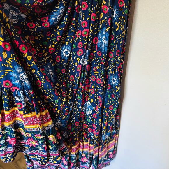 FASHION Multicolored Floral Print V-Neckline Side Slit Tropical Maxi Dress SizeL - Picture 13 of 13